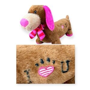 NEW Valentine Plush Puppy Dog π βI β€οΈ Uβ Stuffed Animal β Pink & Brown